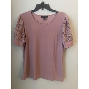 Adele & May Womens Mauve Lace Appliqué Short Sleeve XL